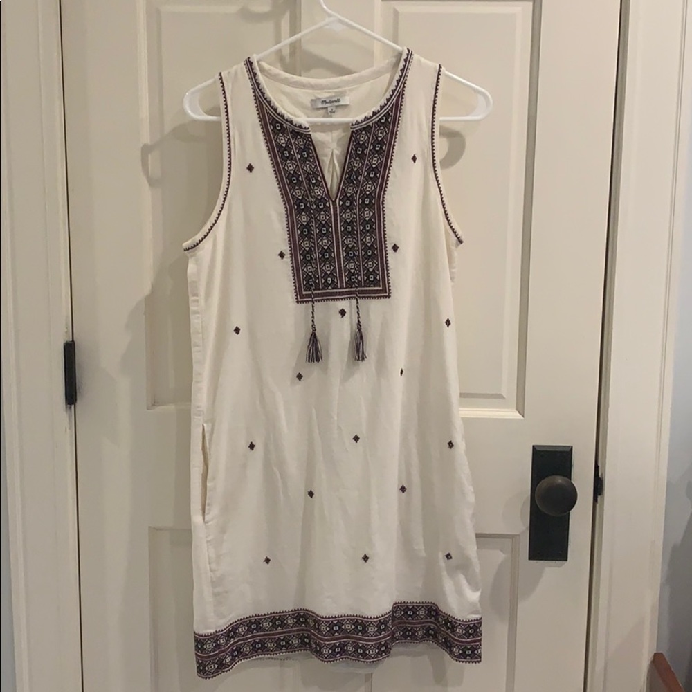 Madewell embroidered sleeveless shift dress